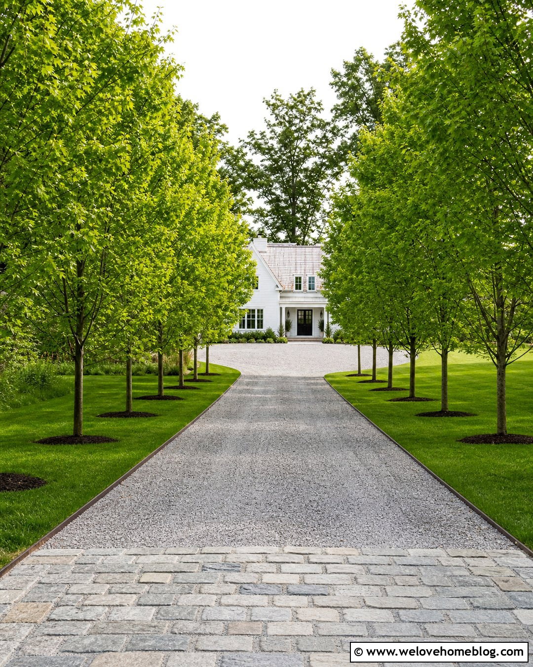 Long Gravel Driveway With Tree Lining