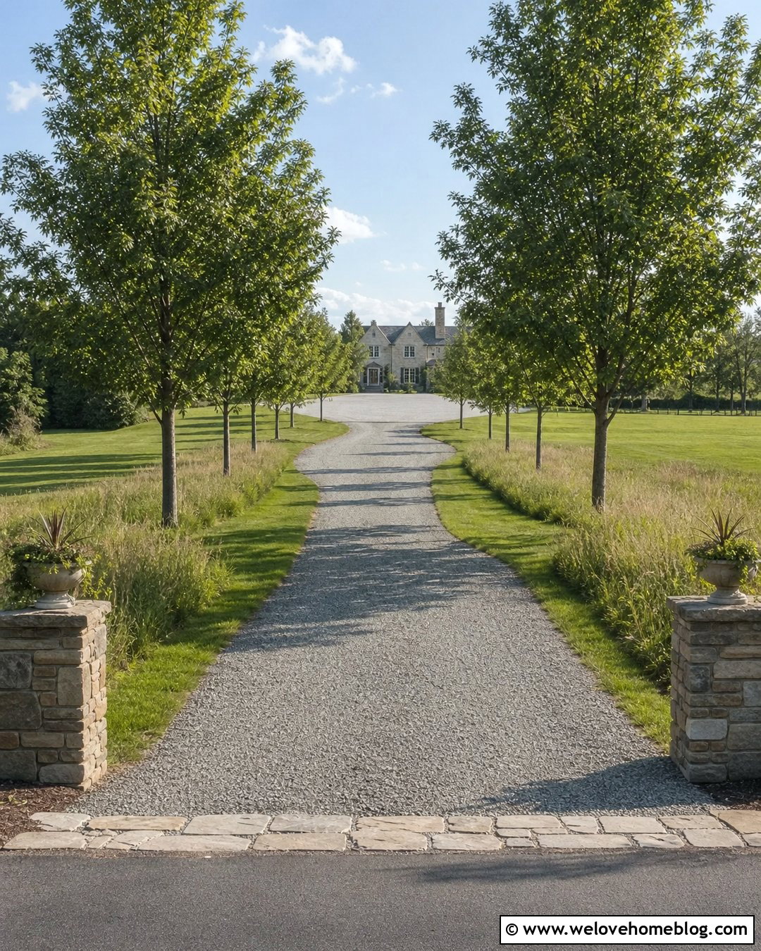 Long Gravel Driveway With Trees - 25 Driveway Gravel Ideas