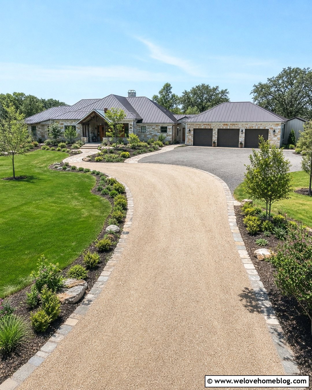 Long Gravel Driveway With Wide Parking Court - 25 long gravel driveway ideas
