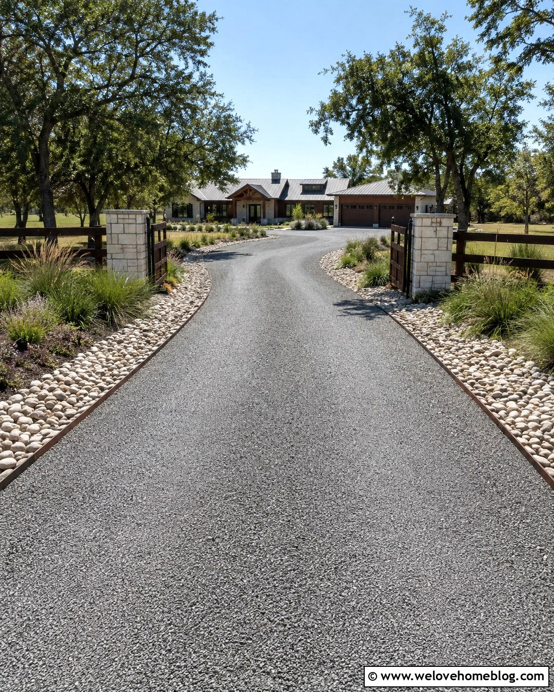 Long Gravel Driveway With Wood Fence - 20 Dream House Driveway Ideas