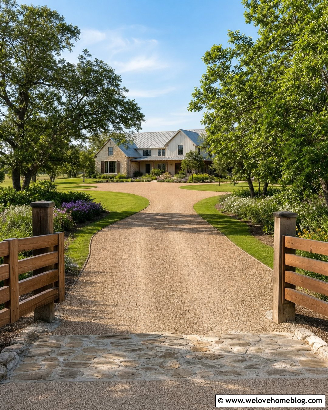 Long Gravel Driveway With Wood Gate - 45 long driveway ideas