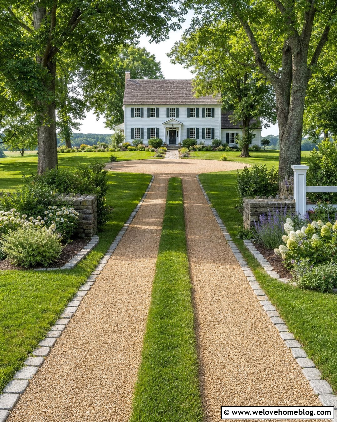 Long Gravel Ribbon Driveway With Grass Center - 25 long gravel driveway ideas