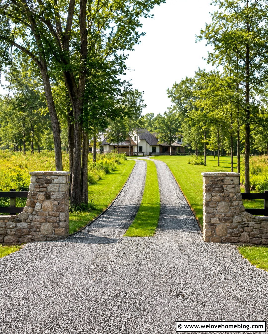 Long Gravel Two Track Driveway With Trees - 20 Two Track Driveway Ideas