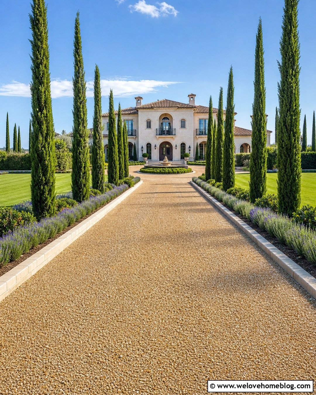 Long Palace Driveway With Cypress Trees - 20 palace driveway ideas