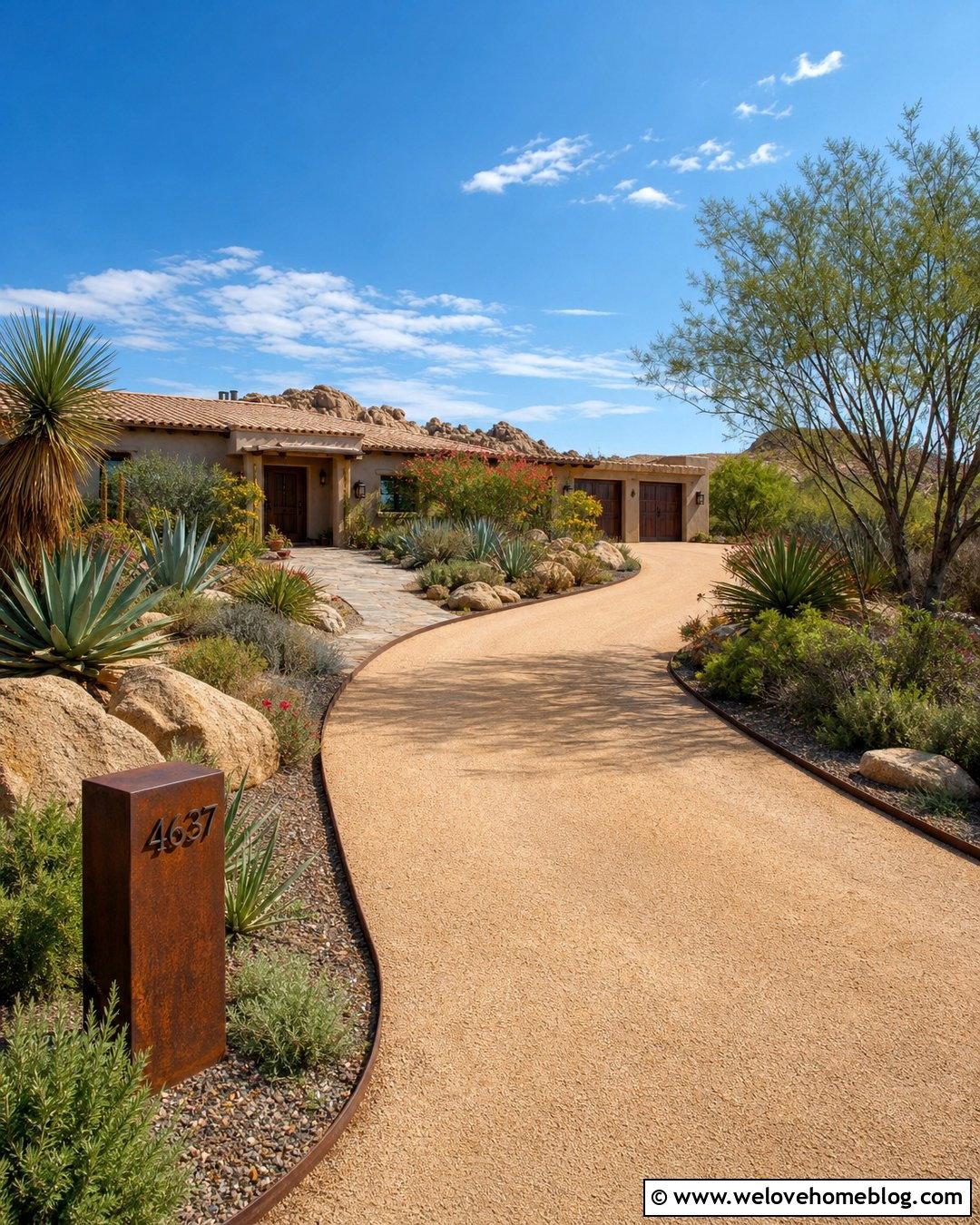 Long Ranch Driveway With Desert Landscaping - 25 long driveway house ideas