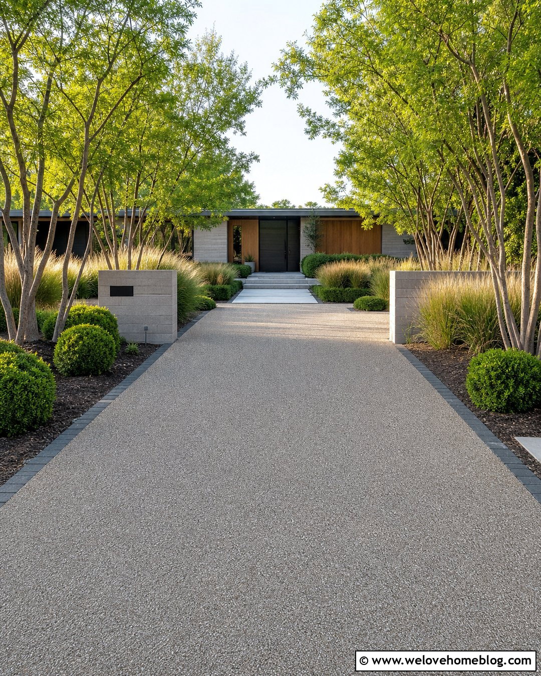 Long Resin Bound Driveway With Modern Landscaping - 20 long driveways landscaping ideas