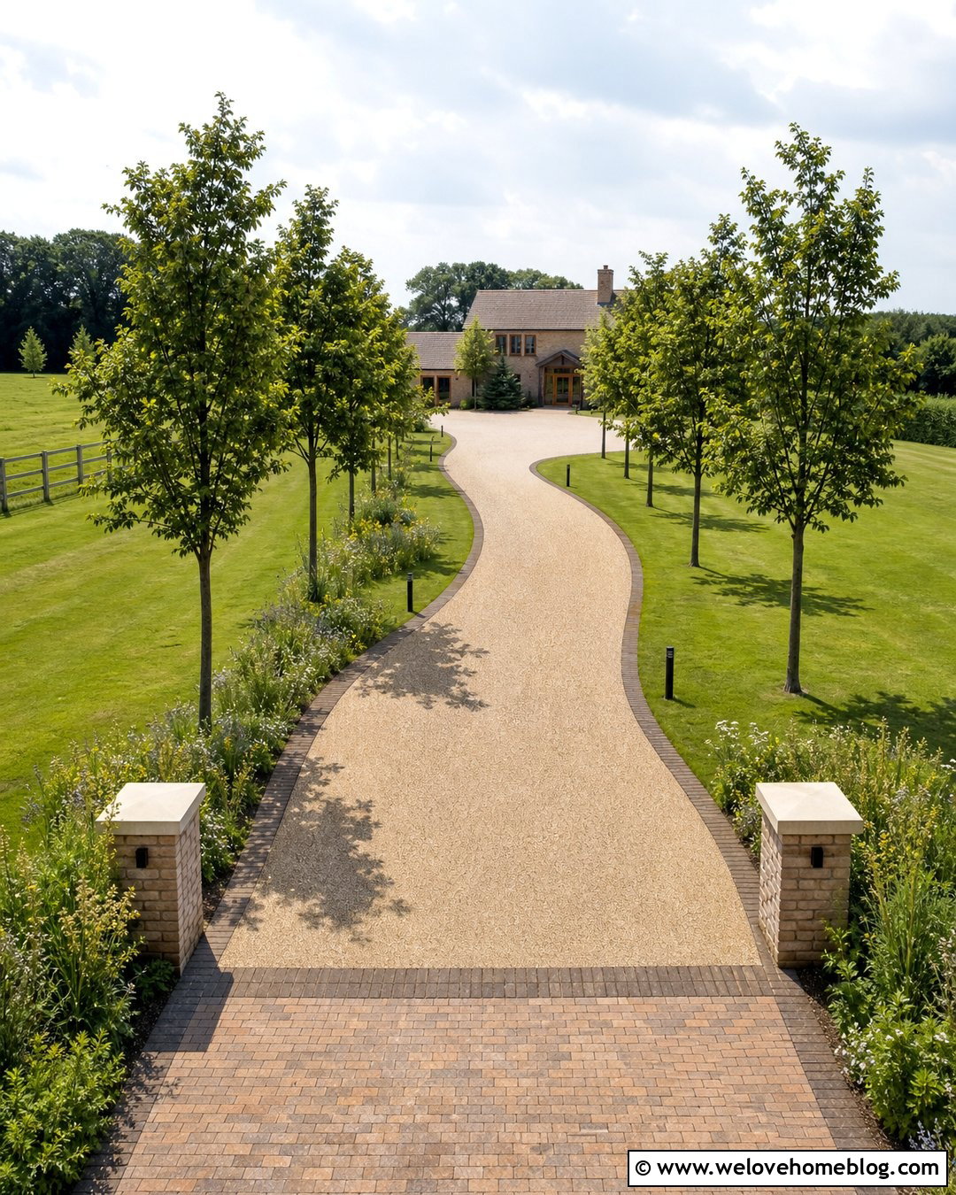 Long Resin Driveway With Tree Lined Landscaping - 20 Resin Drives Driveways Ideas