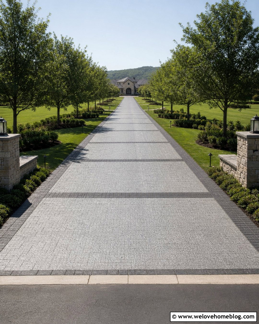 Long Stamped Concrete Driveway With Bands - 25 stamped driveway concrete ideas