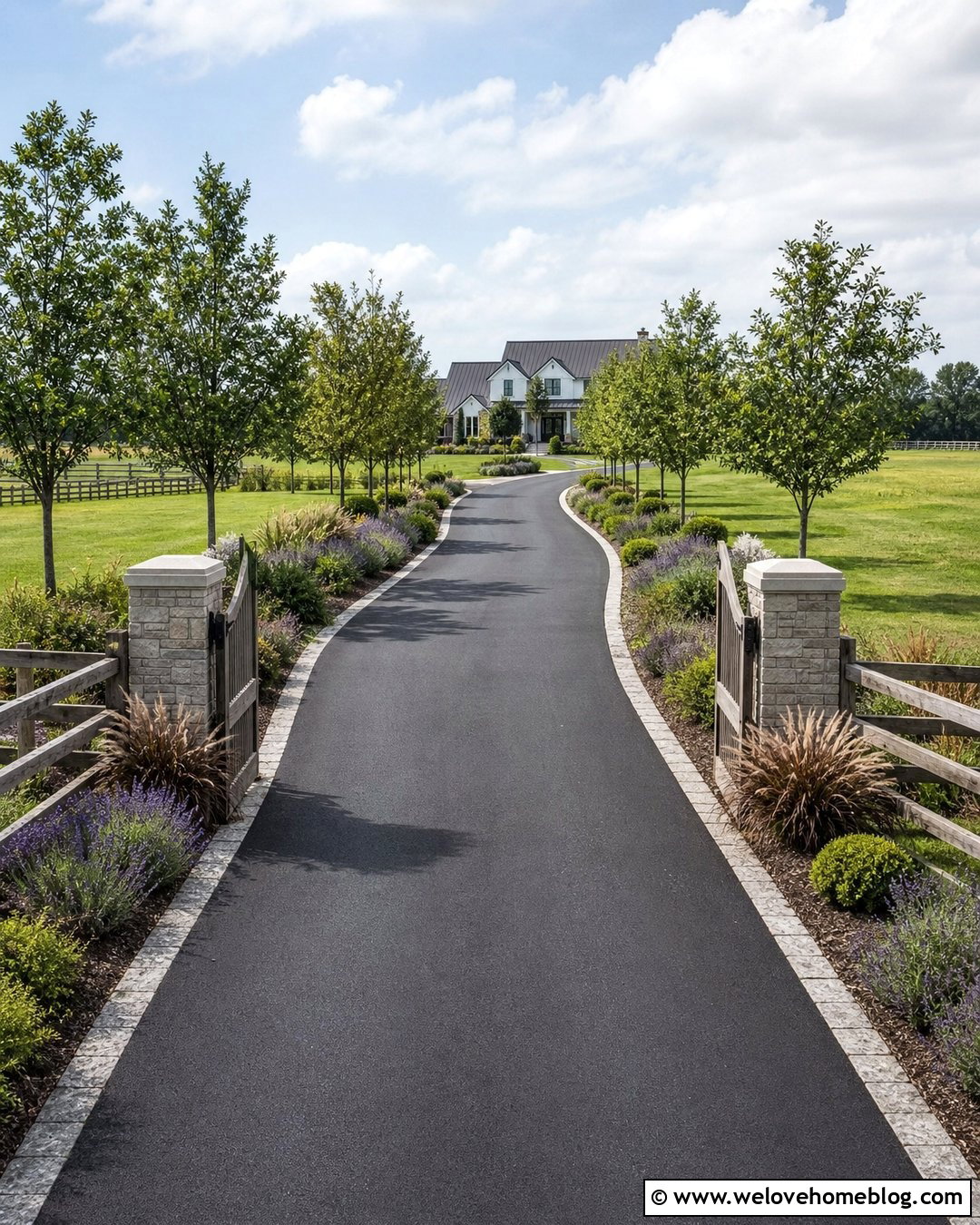 Long Tarmac Driveway With Tree Lined Borders - 20 tarmac driveway designs ideas