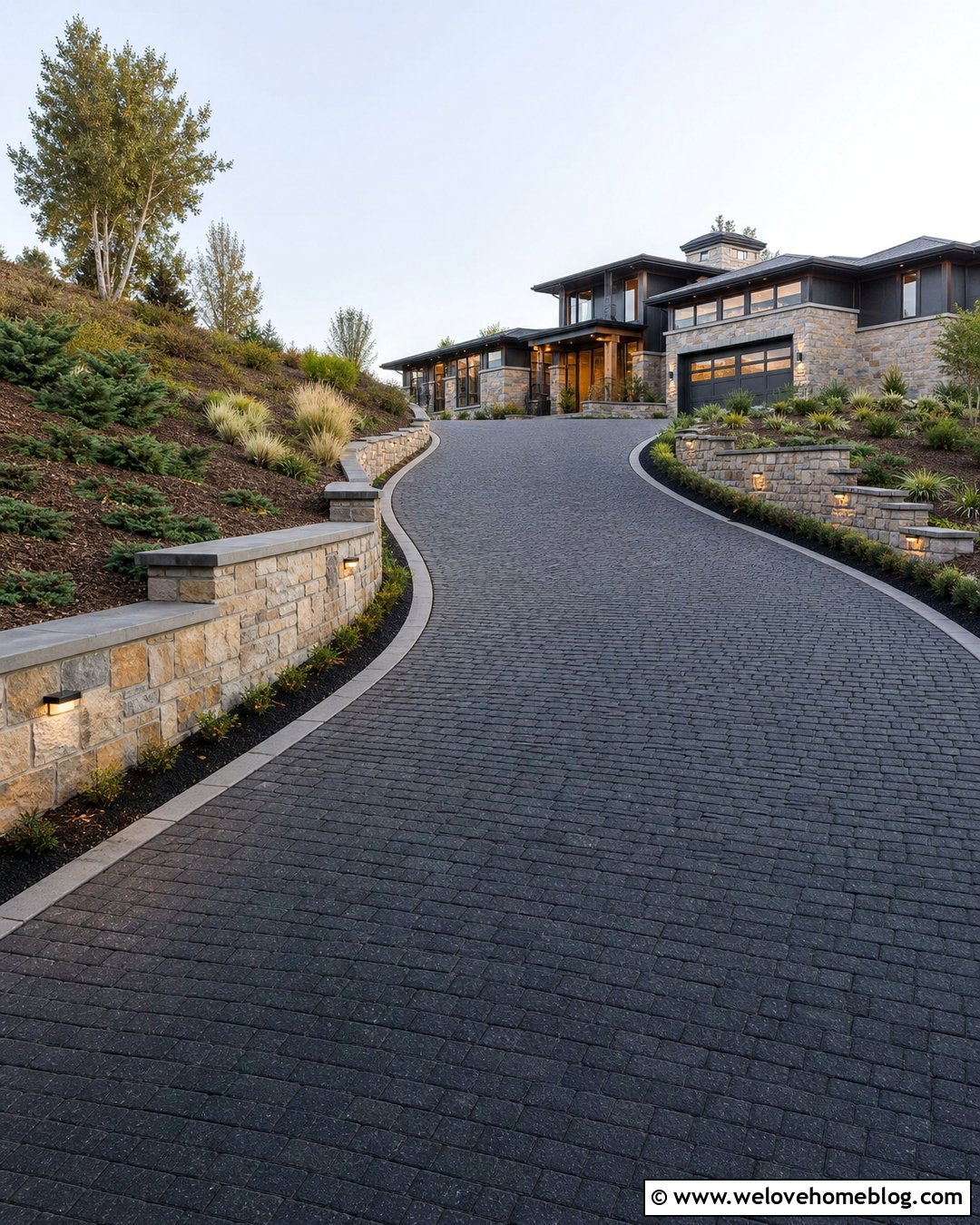 Long Uphill Driveway With Retaining Walls - 45 long driveway ideas