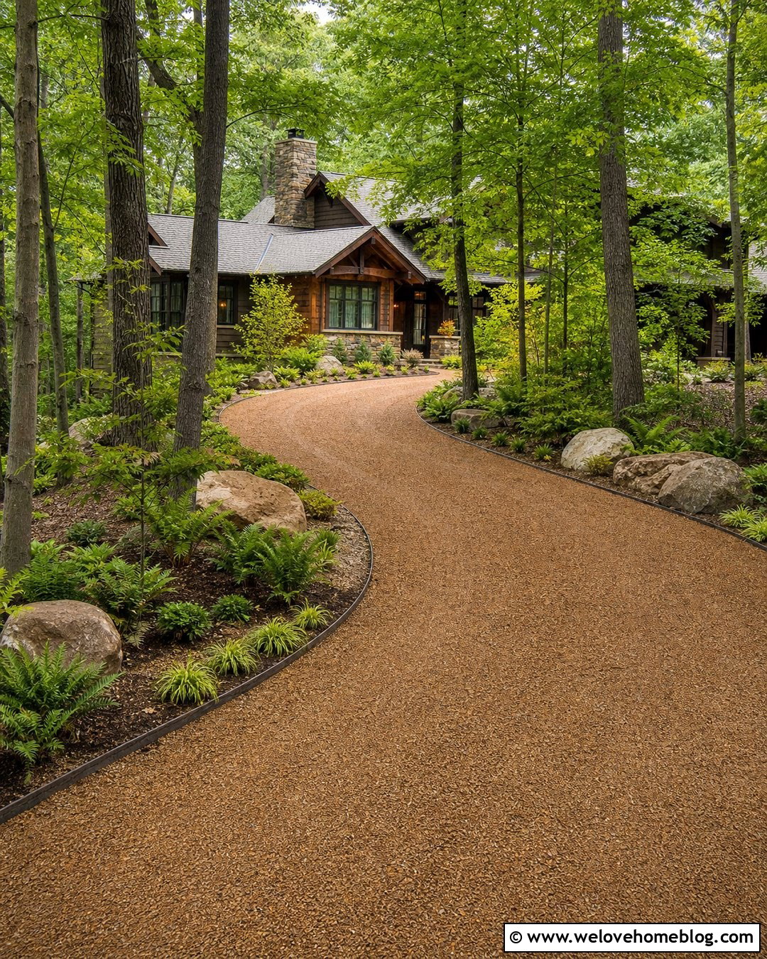 Long Woodland Driveway With Ferns And Boulders - 20 landscape long driveway ideas