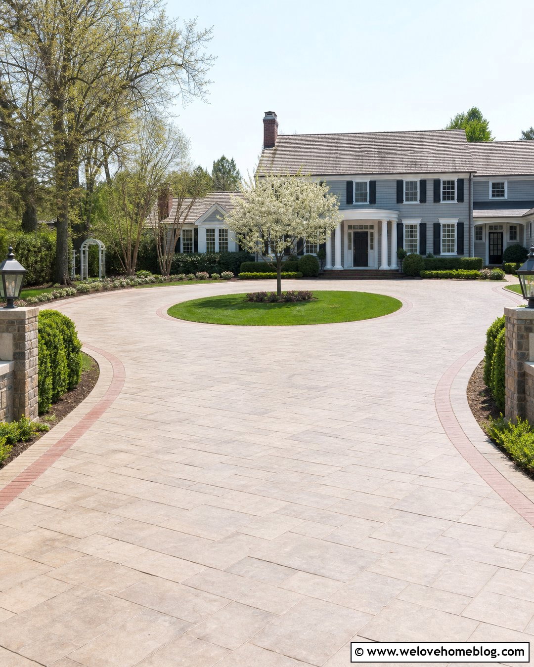 Loop Driveway With a Front Door Drop Off - 25 Loop Driveway Ideas
