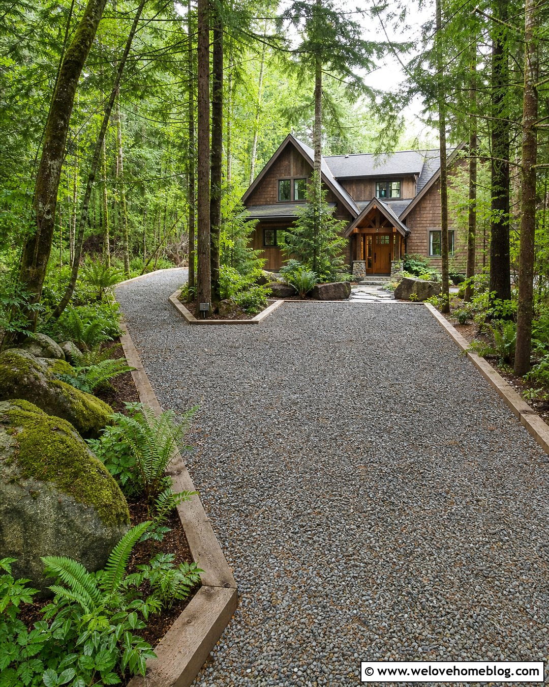Loose Stone Driveway With Timber Edging - 20 Loose Stone Driveway Ideas