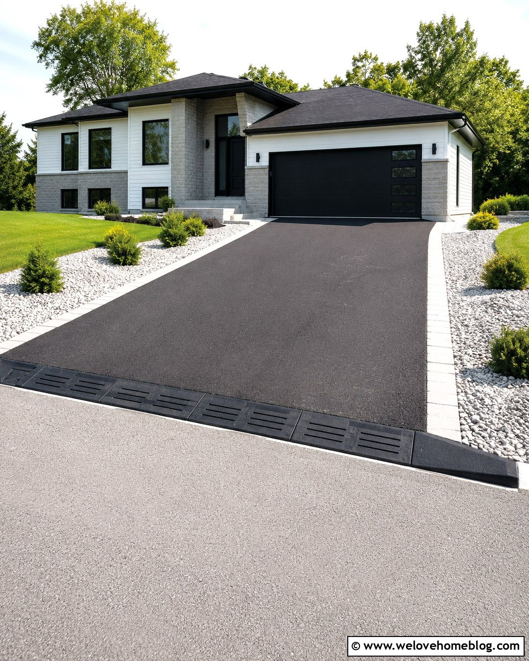 Low Car Curb Ramp With Black Asphalt Driveway - 20 curb ramp driveway ideas