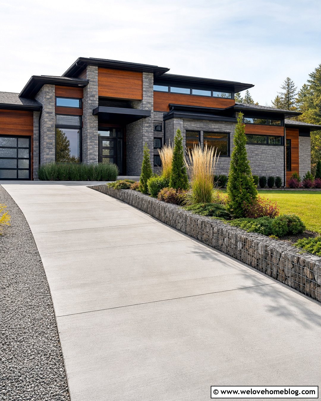 Low Gabion Raised Driveway Edging - 20 Raised Driveway Edging Ideas