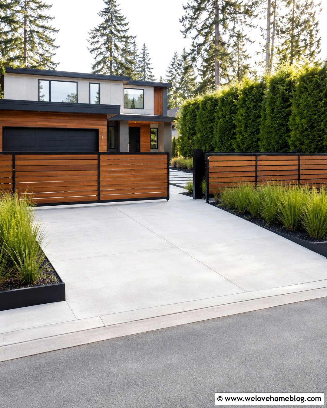 Low Horizontal Driveway Fencing - 20 Contemporary Driveway Fencing Ideas