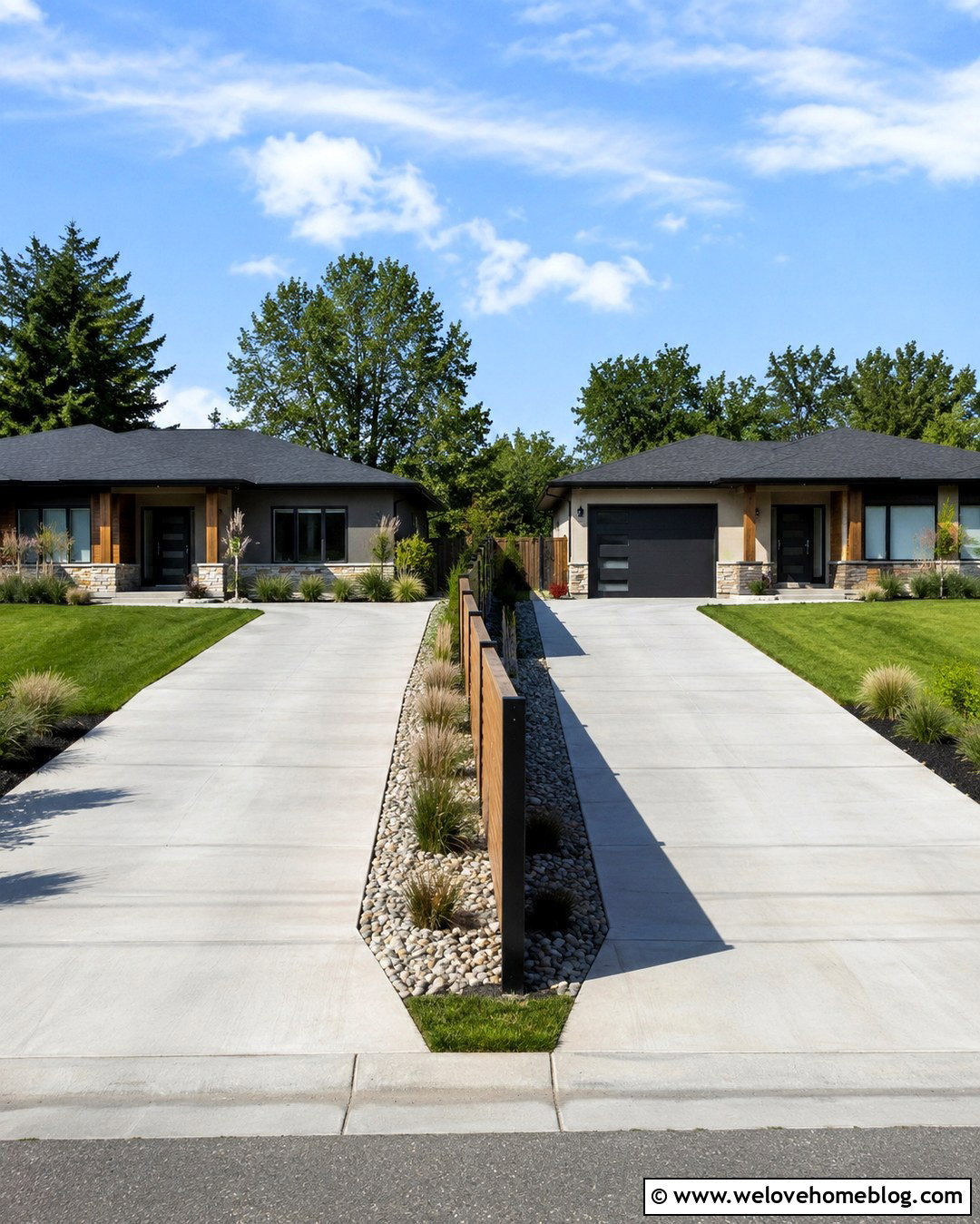 Low Horizontal Wood Shared Driveway Fence - 20 Shared Driveway Divider Fence Ideas