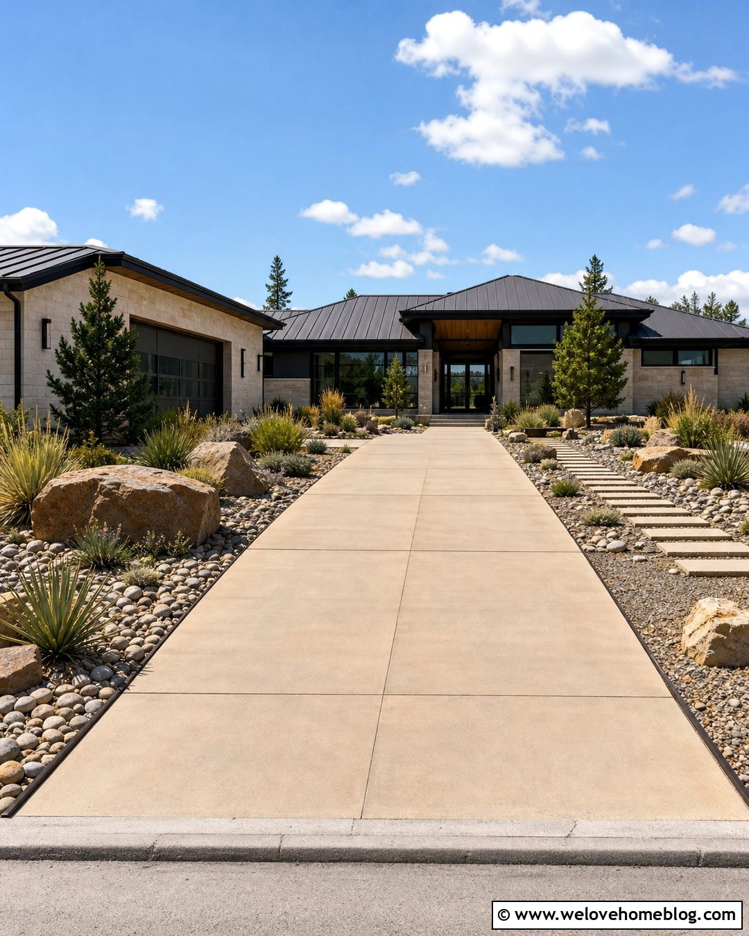 Low Maintenance Driveway Landscaping With Rocks - 20 front house driveway landscaping ideas