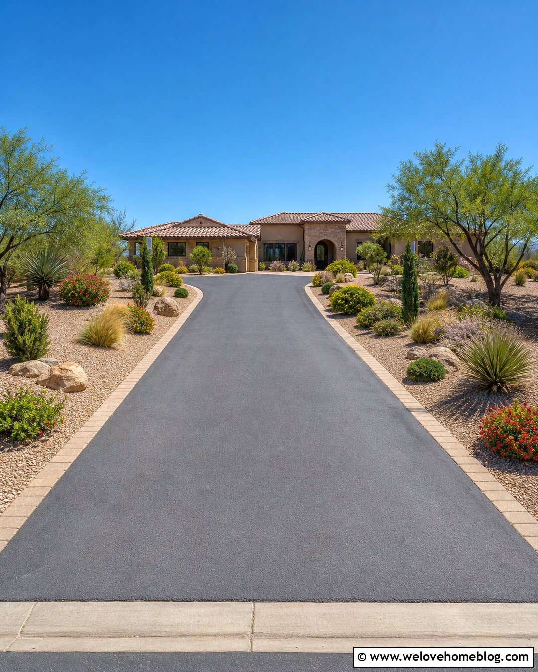 Low Maintenance Driveway With Rock Mulch - 20 edge of driveway landscaping ideas
