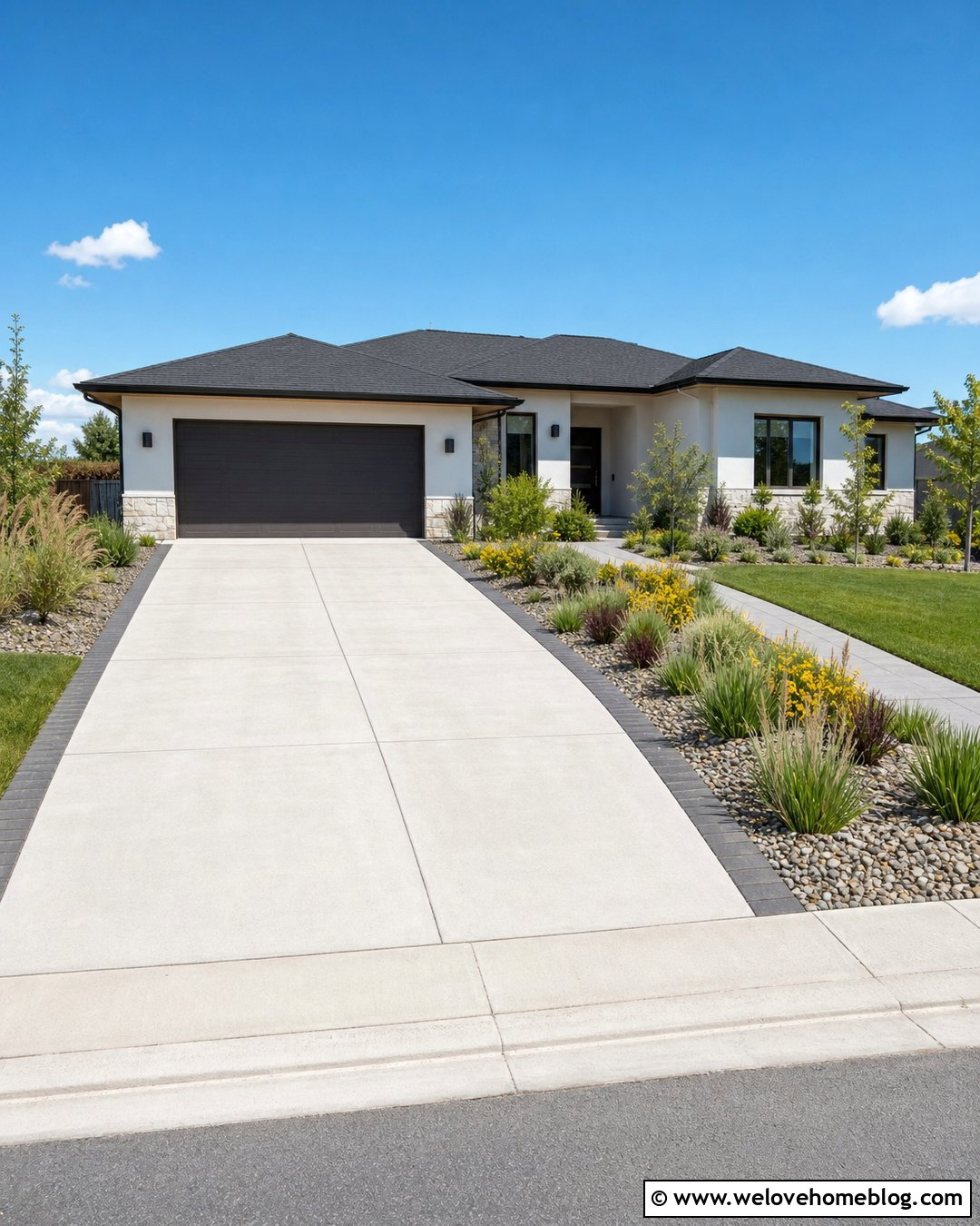Low Maintenance Landscaping Along a Concrete Driveway - 20 landscape near driveway ideas