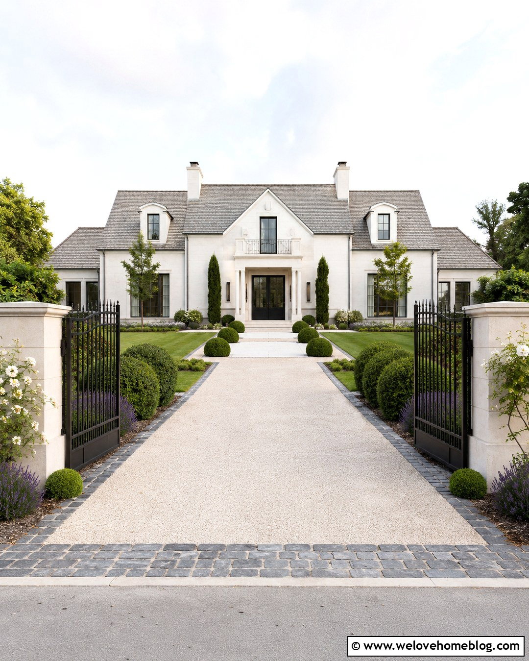 Low Modern French Matte Black Driveway Gate - 20 Modern-French Matte-Black Driveway Gates Ideas