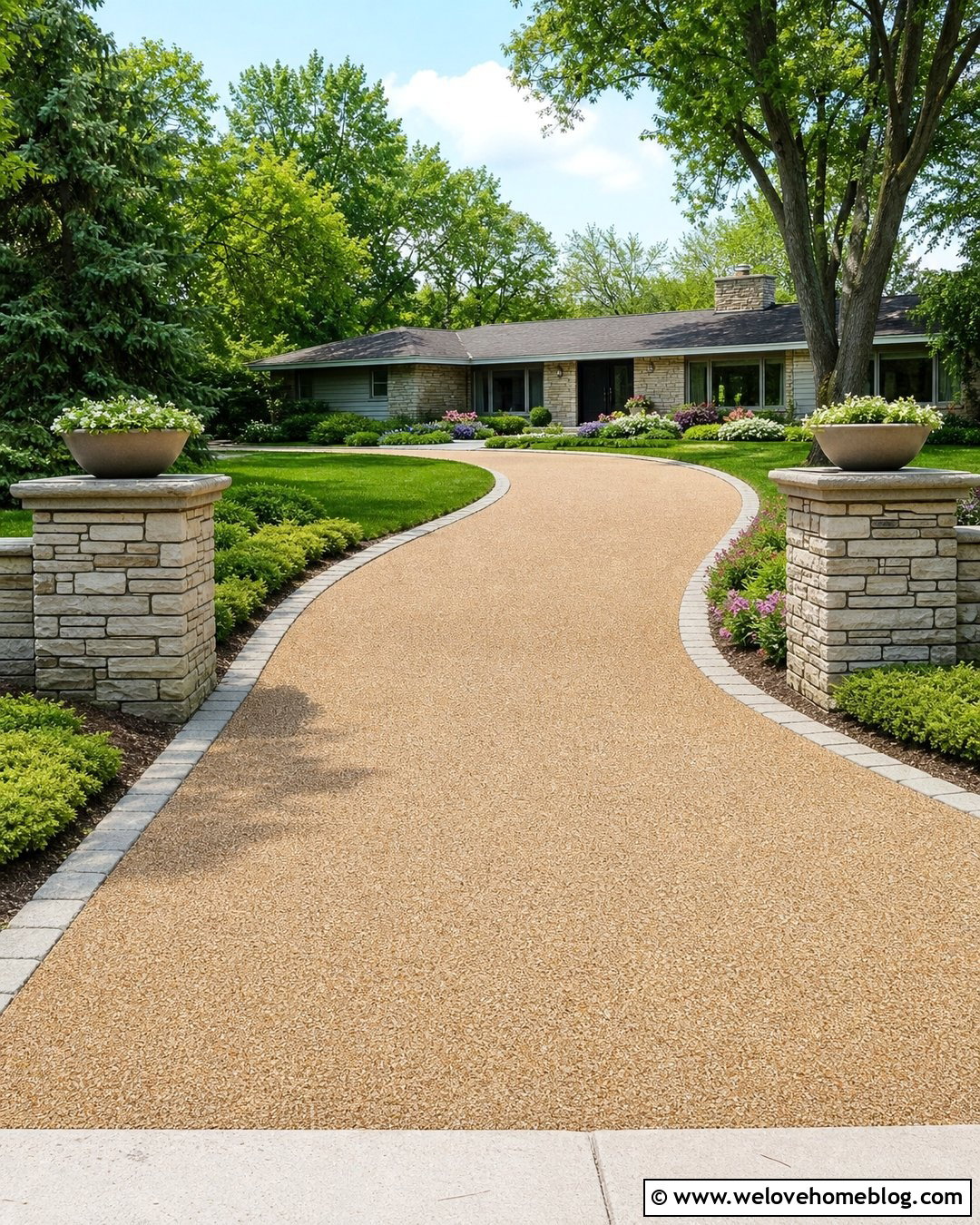 Low Stone Driveway Columns - 20 driveway column ideas