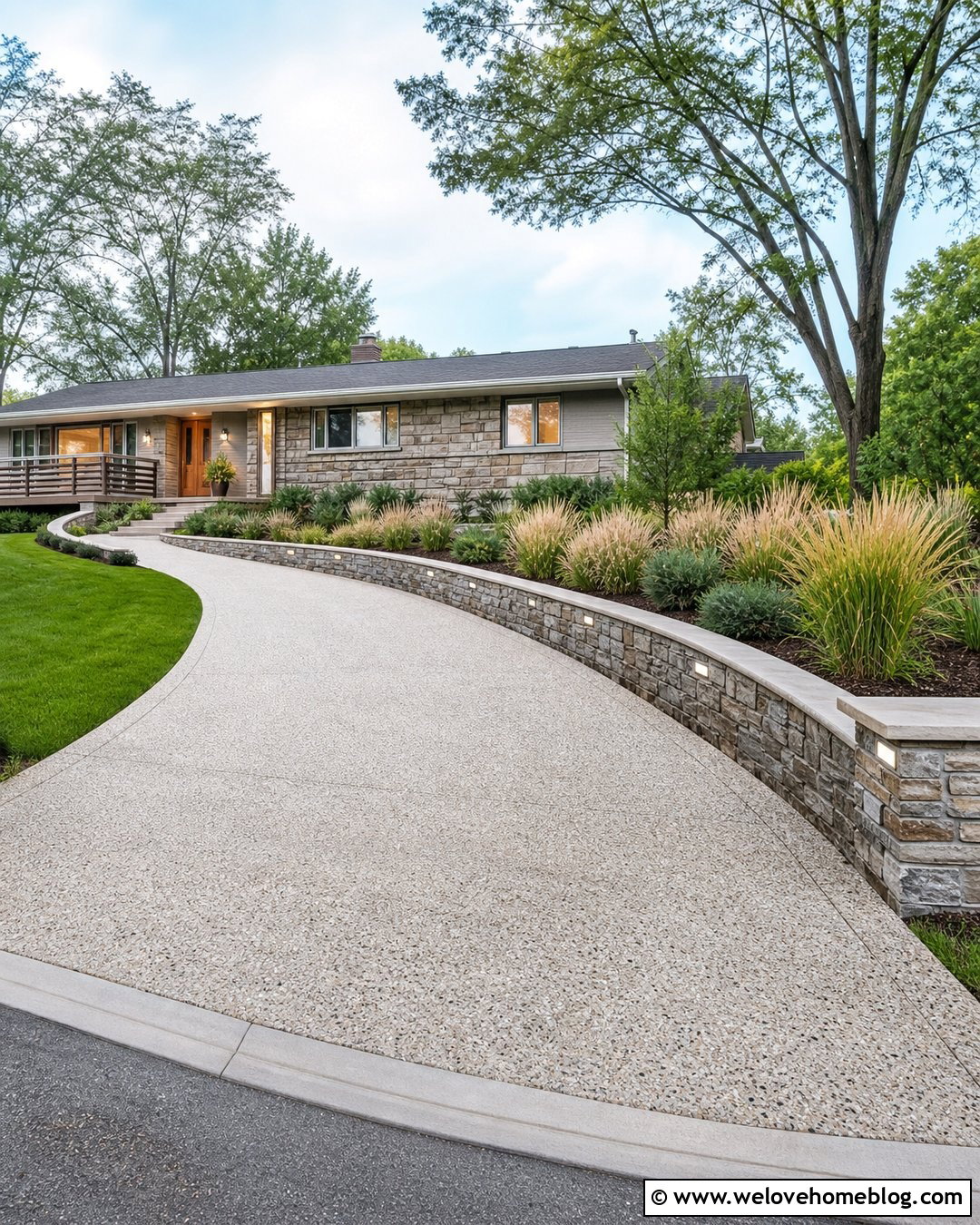 Low Stone Wall Driveway Barrier - 20 Driveway Safety Barrier Ideas