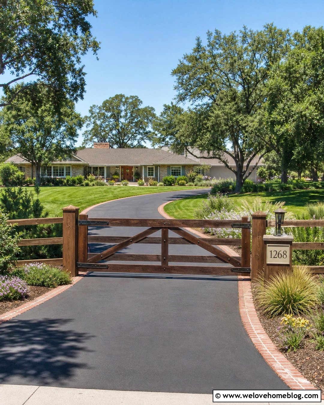 Low Wooden Driveway Gate For Ranch House - 20 Wooden Driveway Gate Ideas