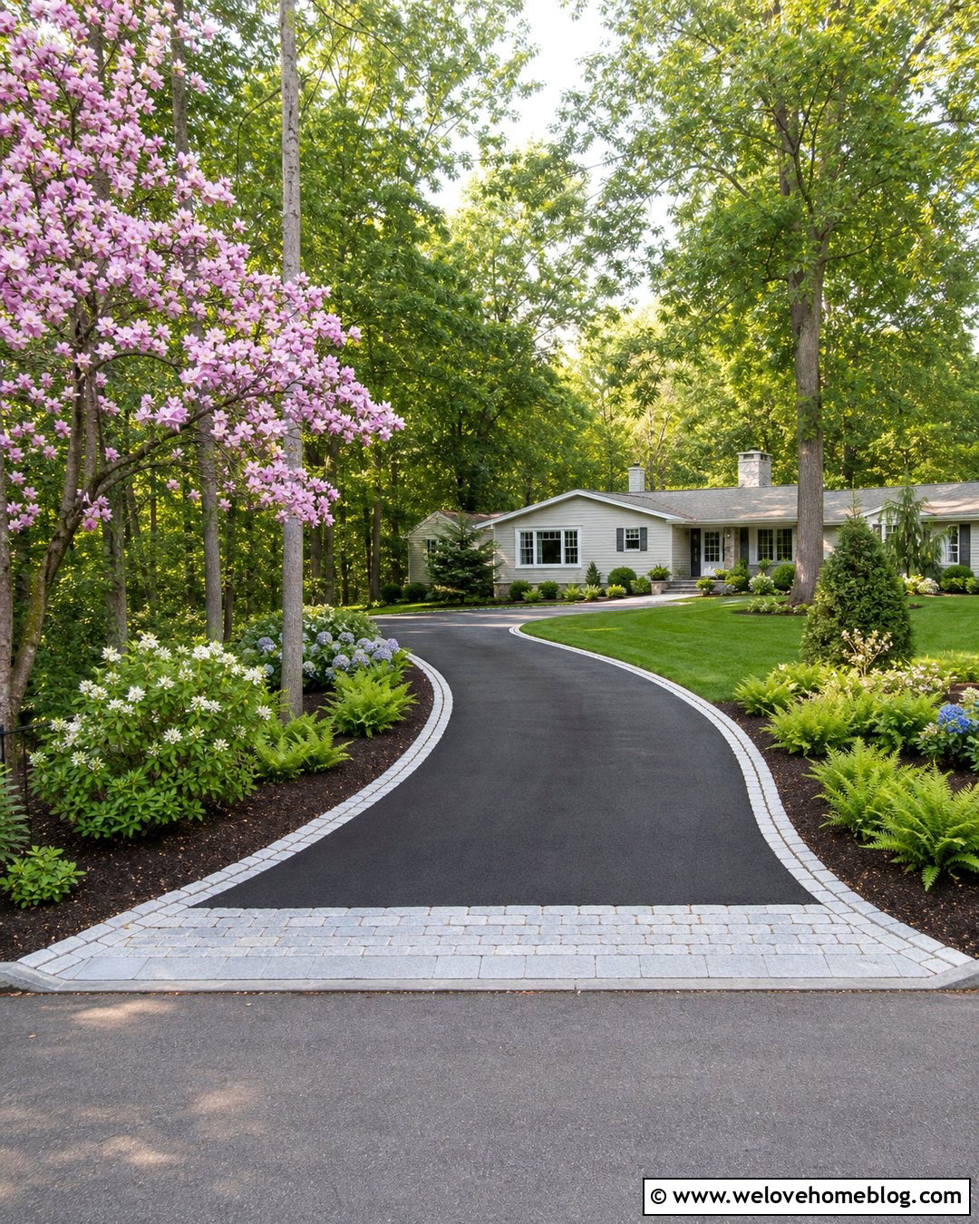 Magnolia Curved Asphalt Driveway - 20 Magnolia Tree Driveway Ideas