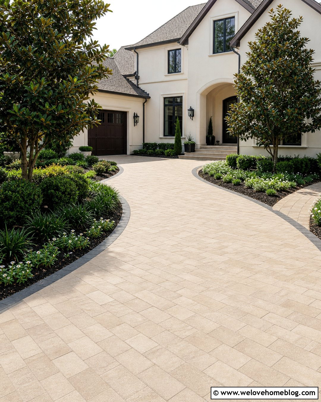 Magnolia Driveway With Low Planting Beds - 20 Magnolia Tree Driveway Ideas