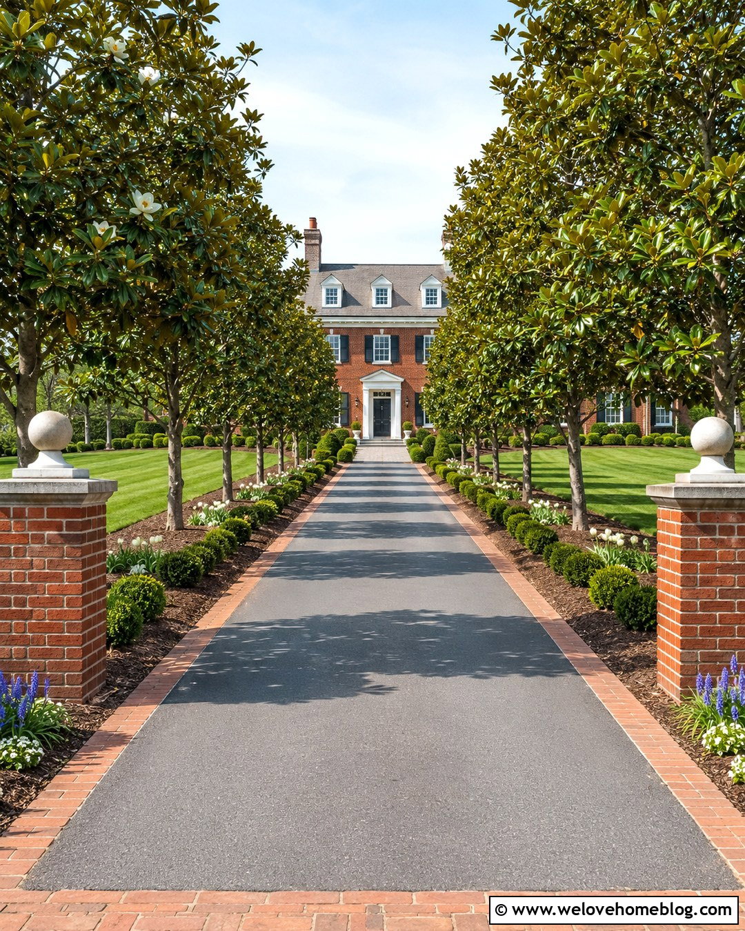 Magnolia Tree Colonial Driveway - 20 Magnolia Tree Lined Driveway Ideas
