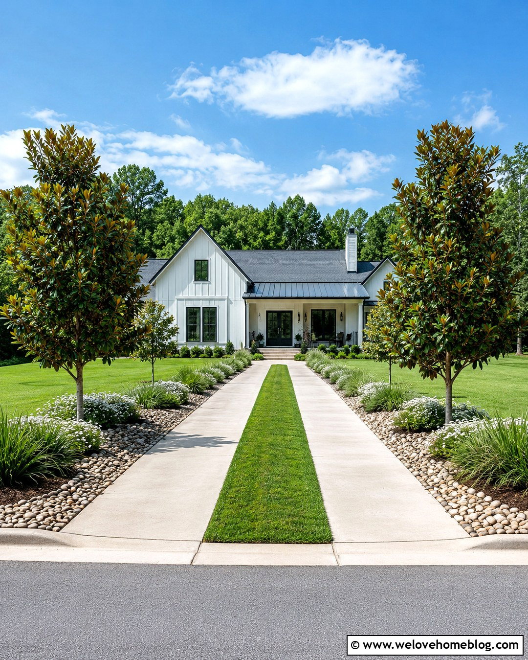 Magnolia Tree Driveway With Grass Strips - 20 Magnolia Tree Lined Driveway Ideas