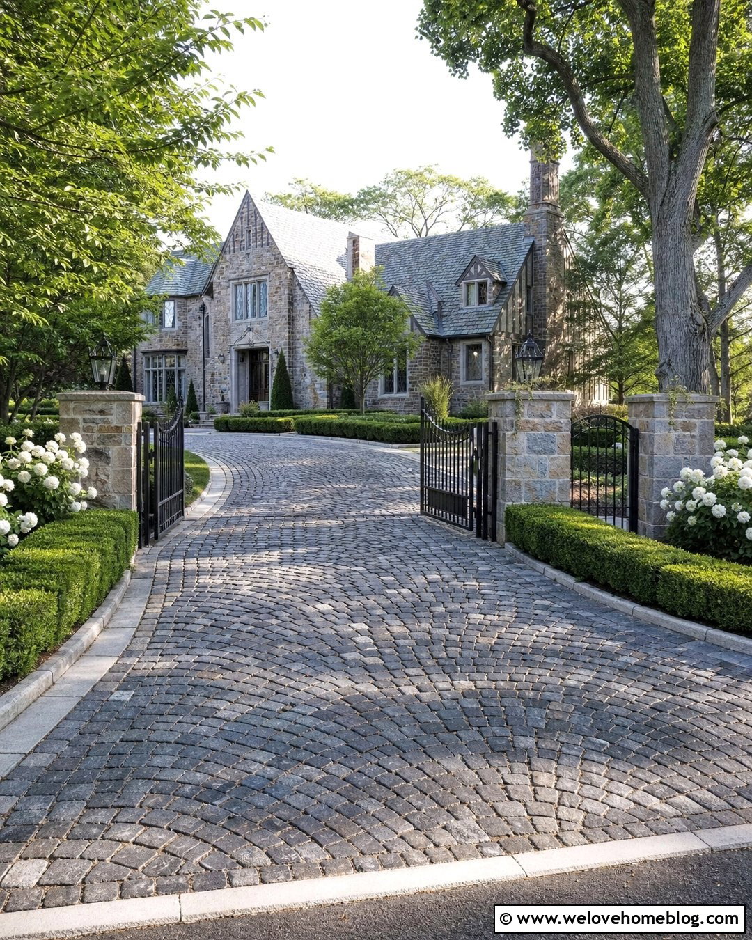 Mansion Driveway Entrance With Cobblestone Paving - 25 mansion driveway entrance ideas