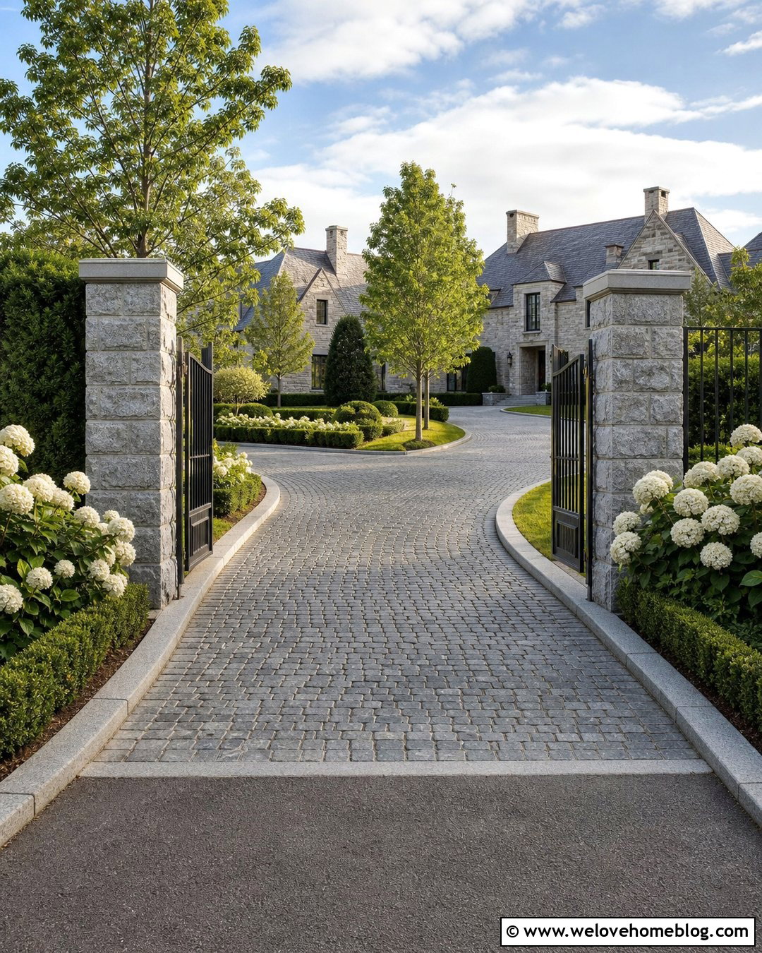Mansion Driveway Entrance With Granite Setts - 25 mansion driveway entrance ideas