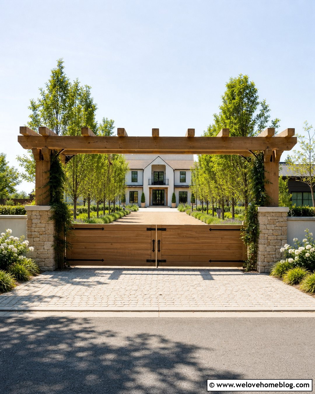 Mansion Driveway Entrance With Pergola Gates - 25 mansion driveway entrance ideas