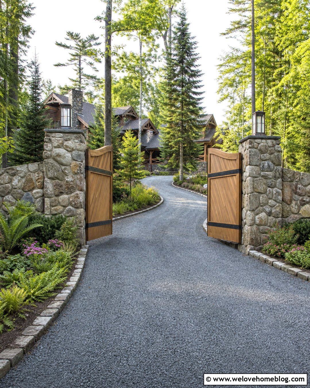 Mansion Driveway Entrance With Rustic Stone Walls - 25 mansion driveway entrance ideas
