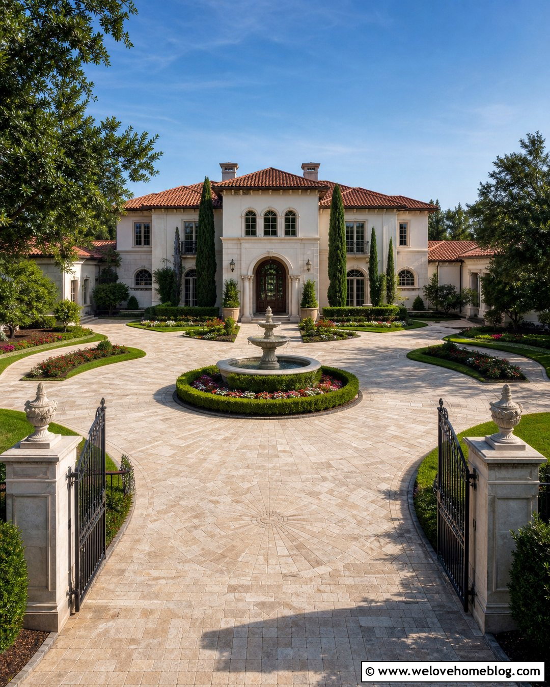 Mansion Driveway Entrance With a Circular Fountain - 25 mansion driveway entrance ideas
