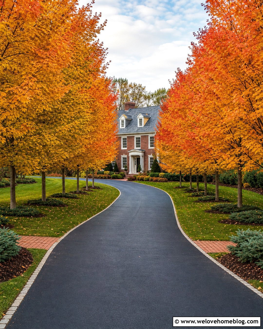 Maple Tree Lined Asphalt Driveway - 40 Tree Lined Driveway Ideas