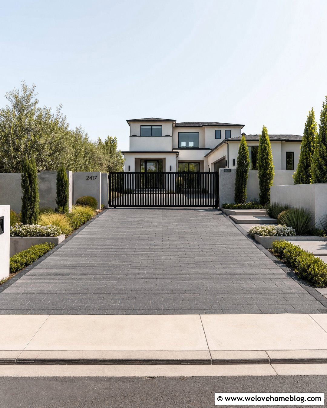 Masonry Fence Driveway Entrance With Sliding Gate - 25 fence driveway entrance ideas