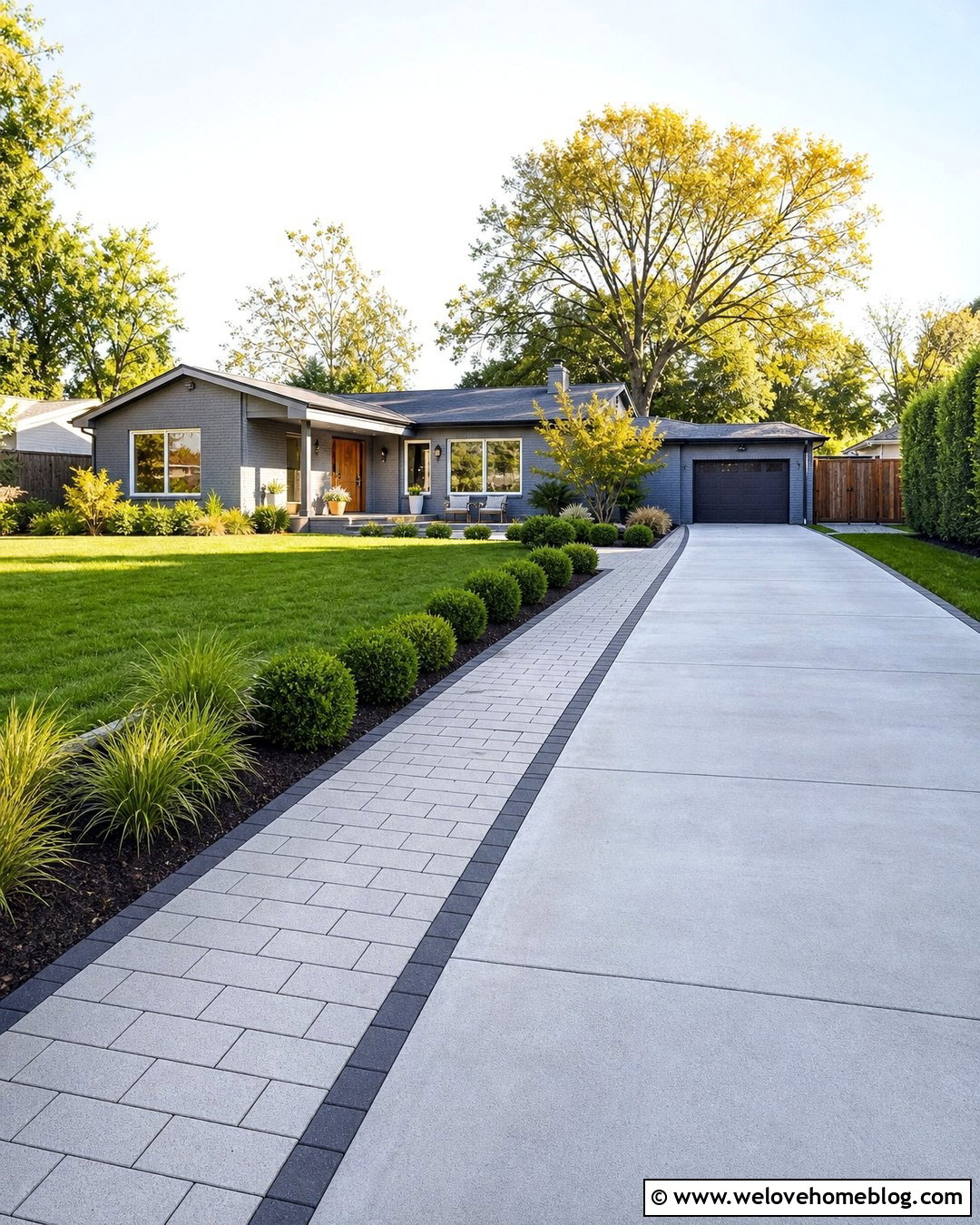Matching Pavers Beside A Concrete Driveway - 20 Adding Pavers To Side Of Driveway Ideas