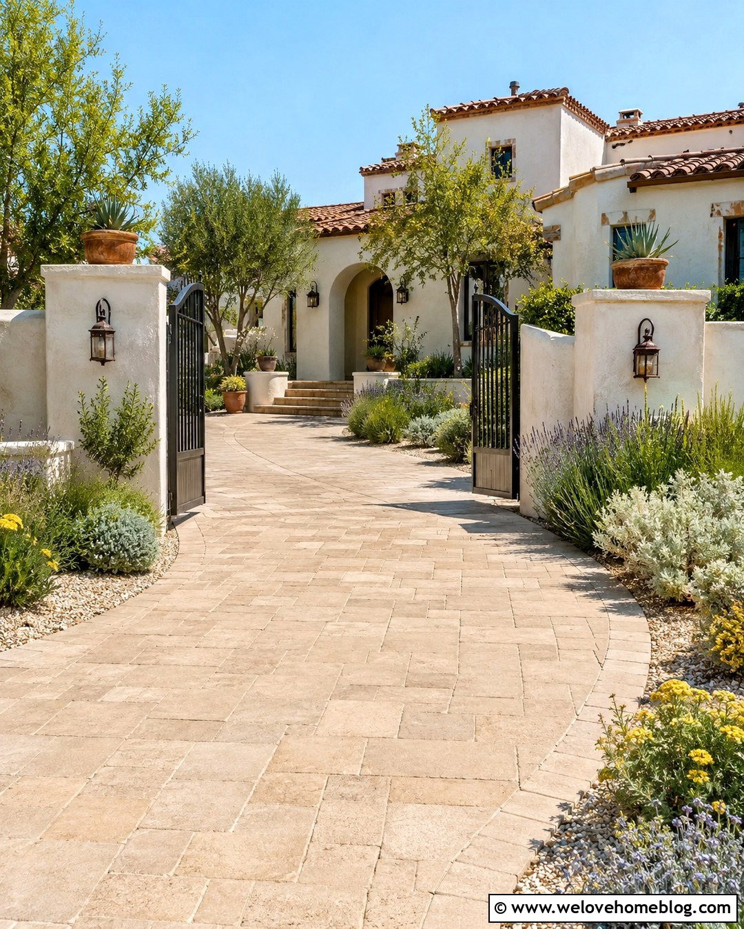 Mediterranean Driveway Garden Entrance - 20 Driveway Garden Entrance Ideas