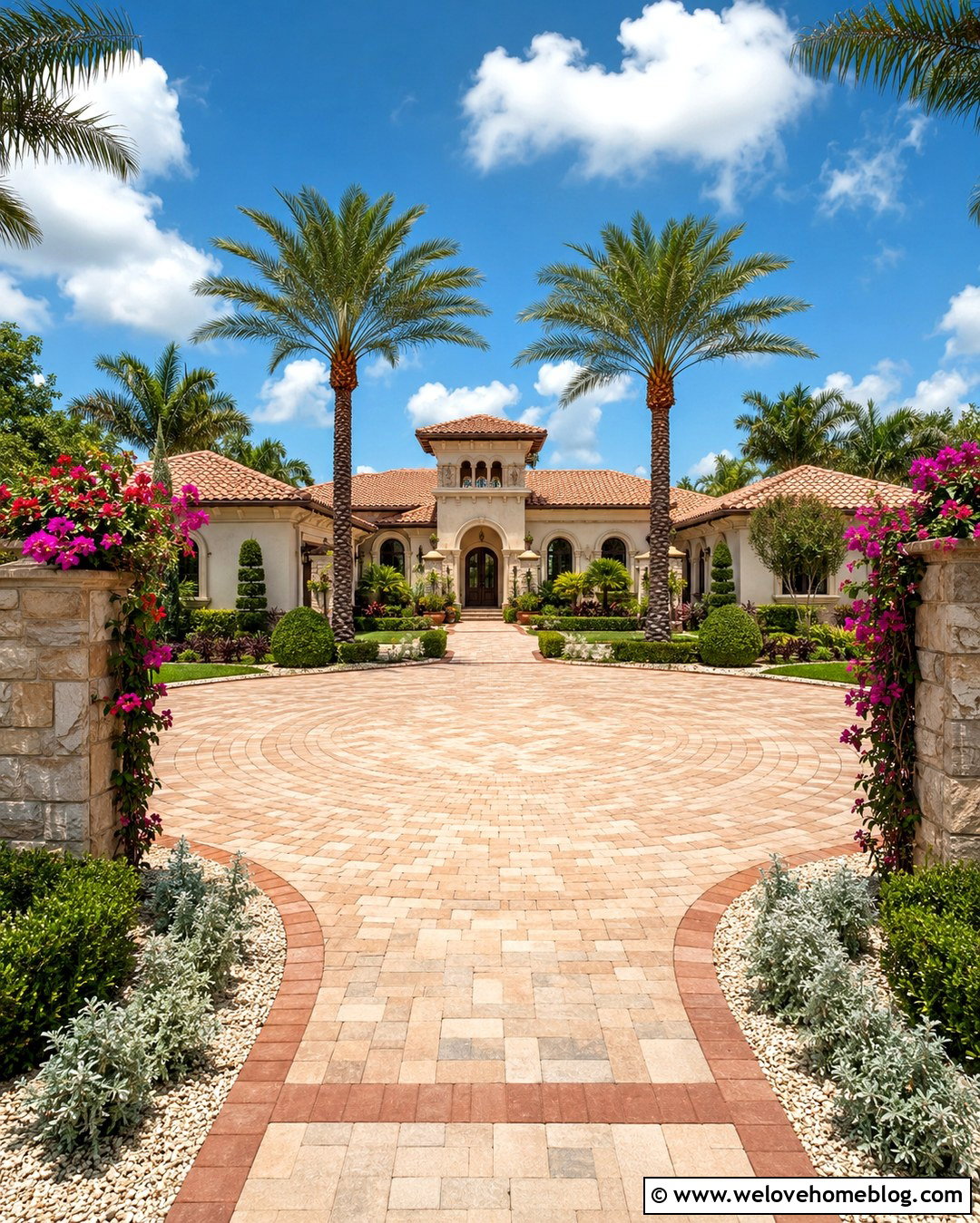 Mediterranean Driveway With Bougainvillea - 20 florida driveway landscaping ideas