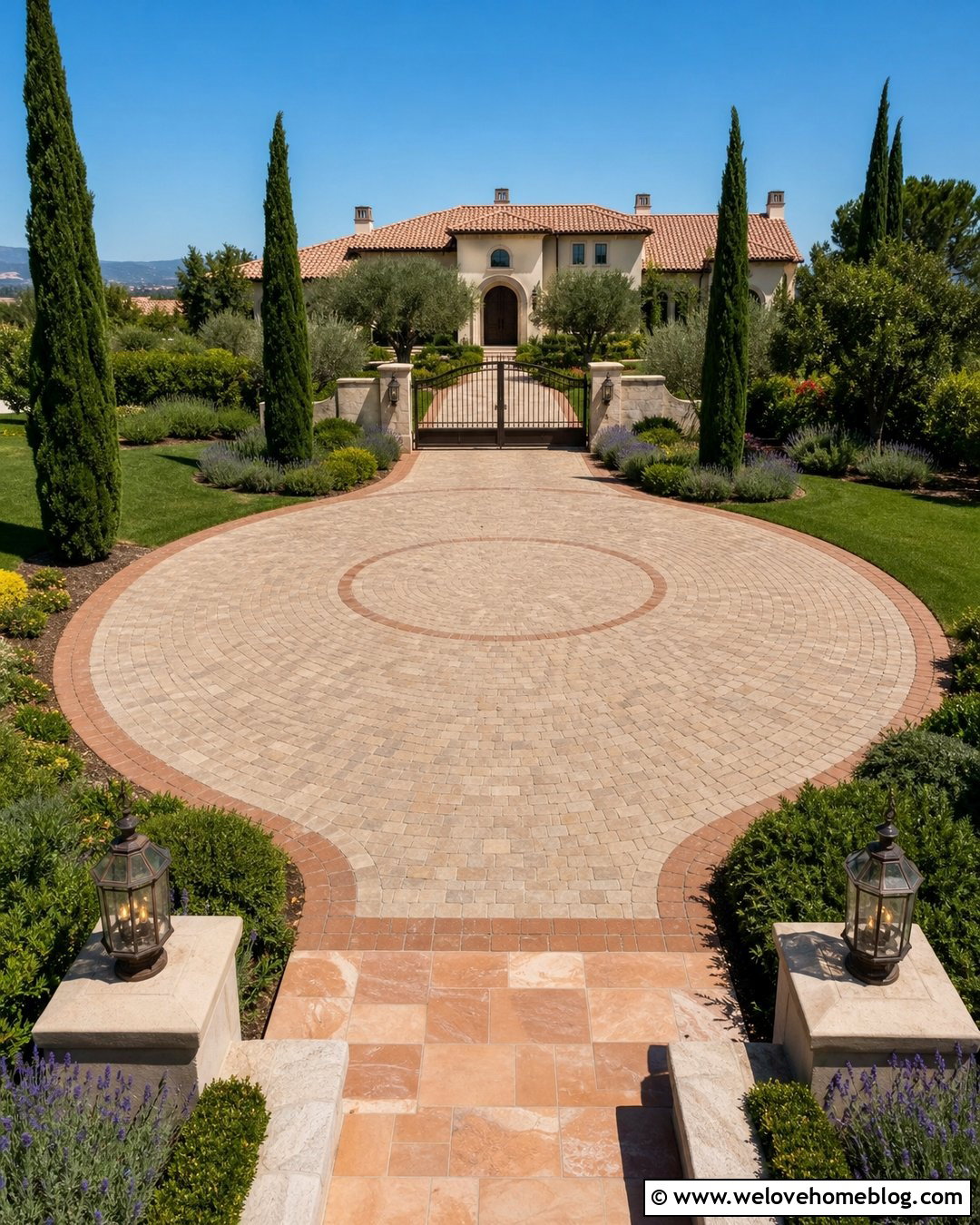Mediterranean Gate With Travertine Pillars - 20 Entrance Gates Driveway Stone Pillars Ideas