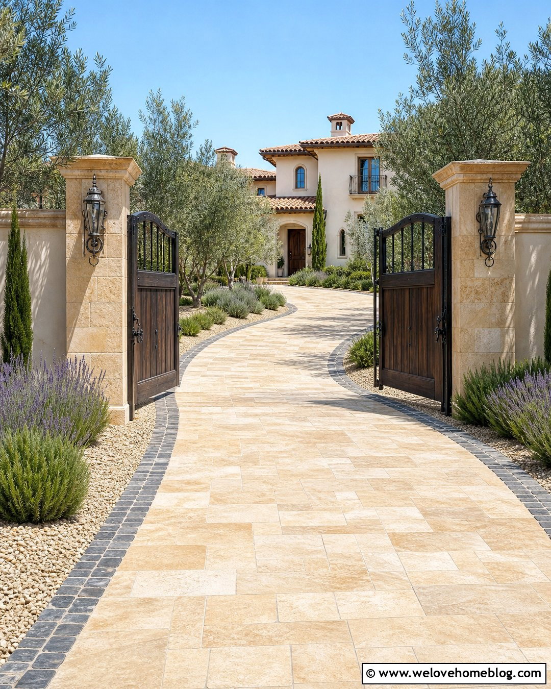 Mediterranean Luxury Driveway With Arched Gate - 45 Luxury Driveway Ideas