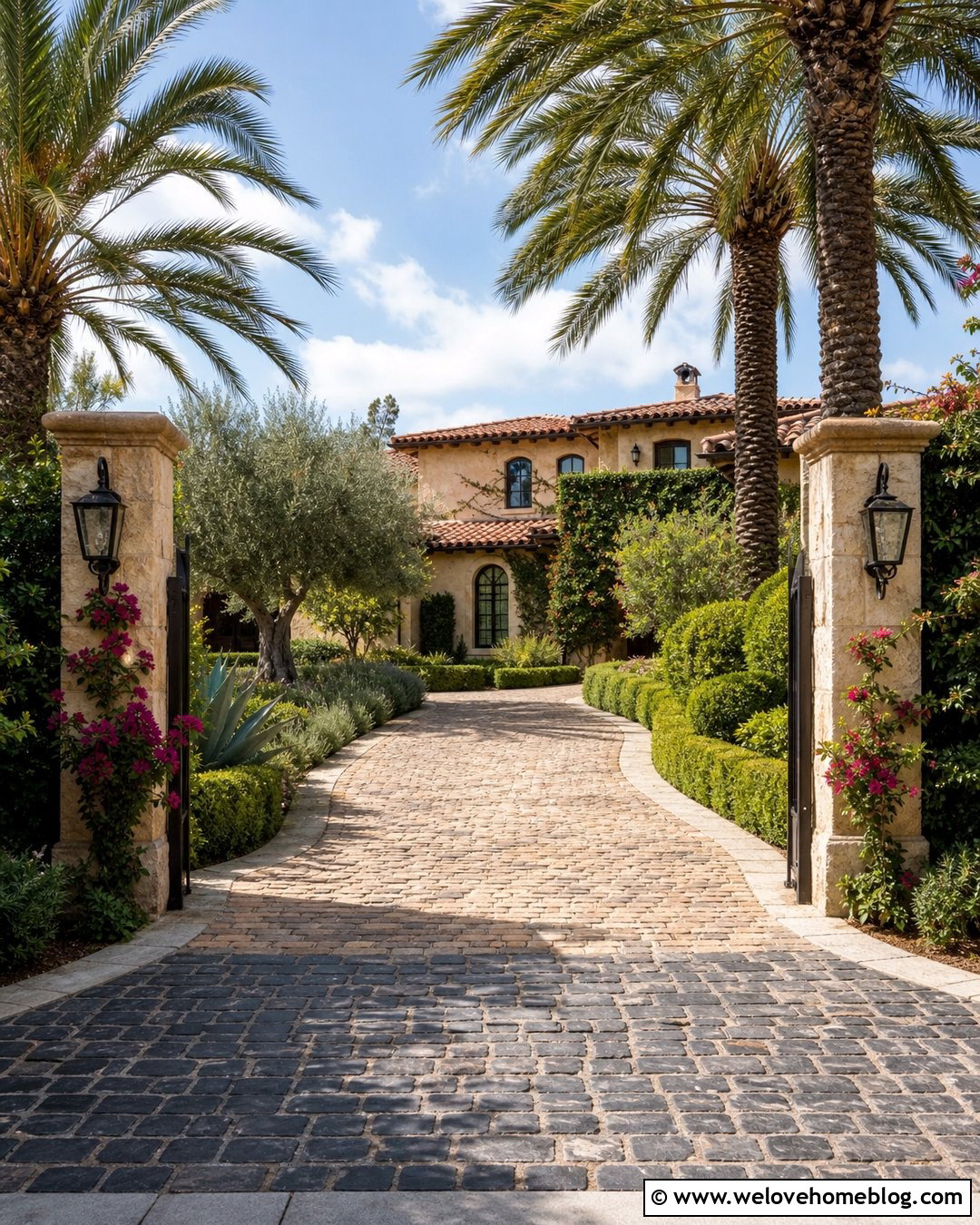 Mediterranean Palm Driveway Entrance