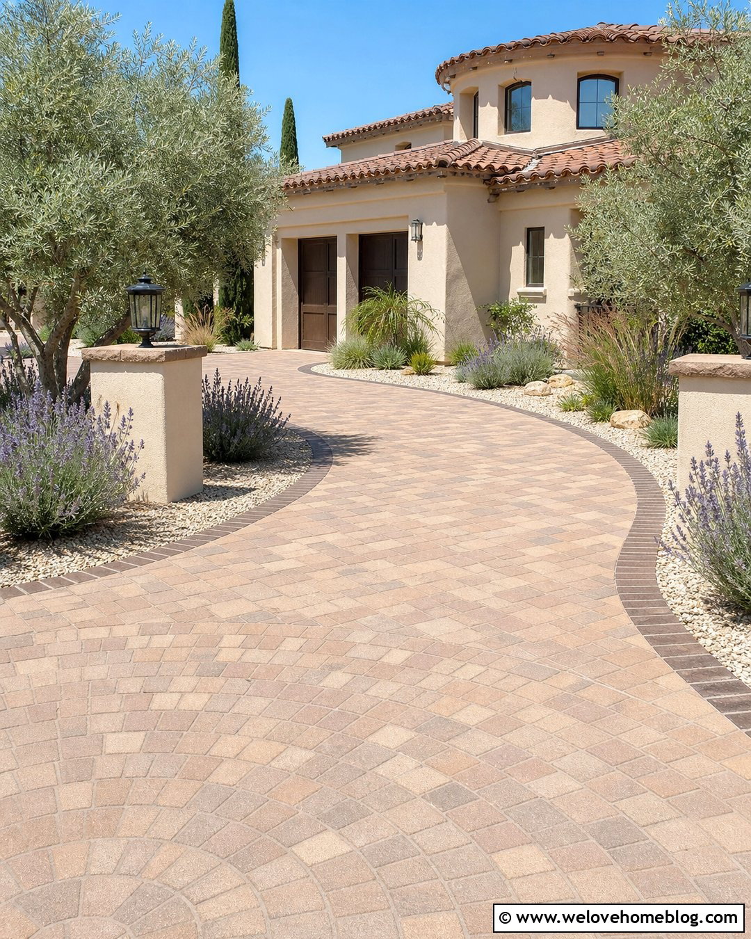 Mediterranean Paver Driveway - 20 driveway pavers ideas