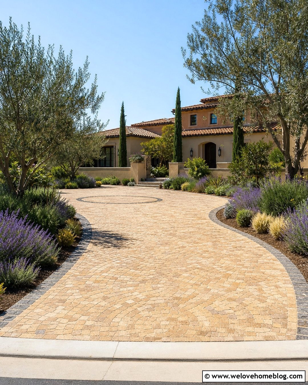 Mediterranean Stone Driveway - 35 Stone Driveway Ideas