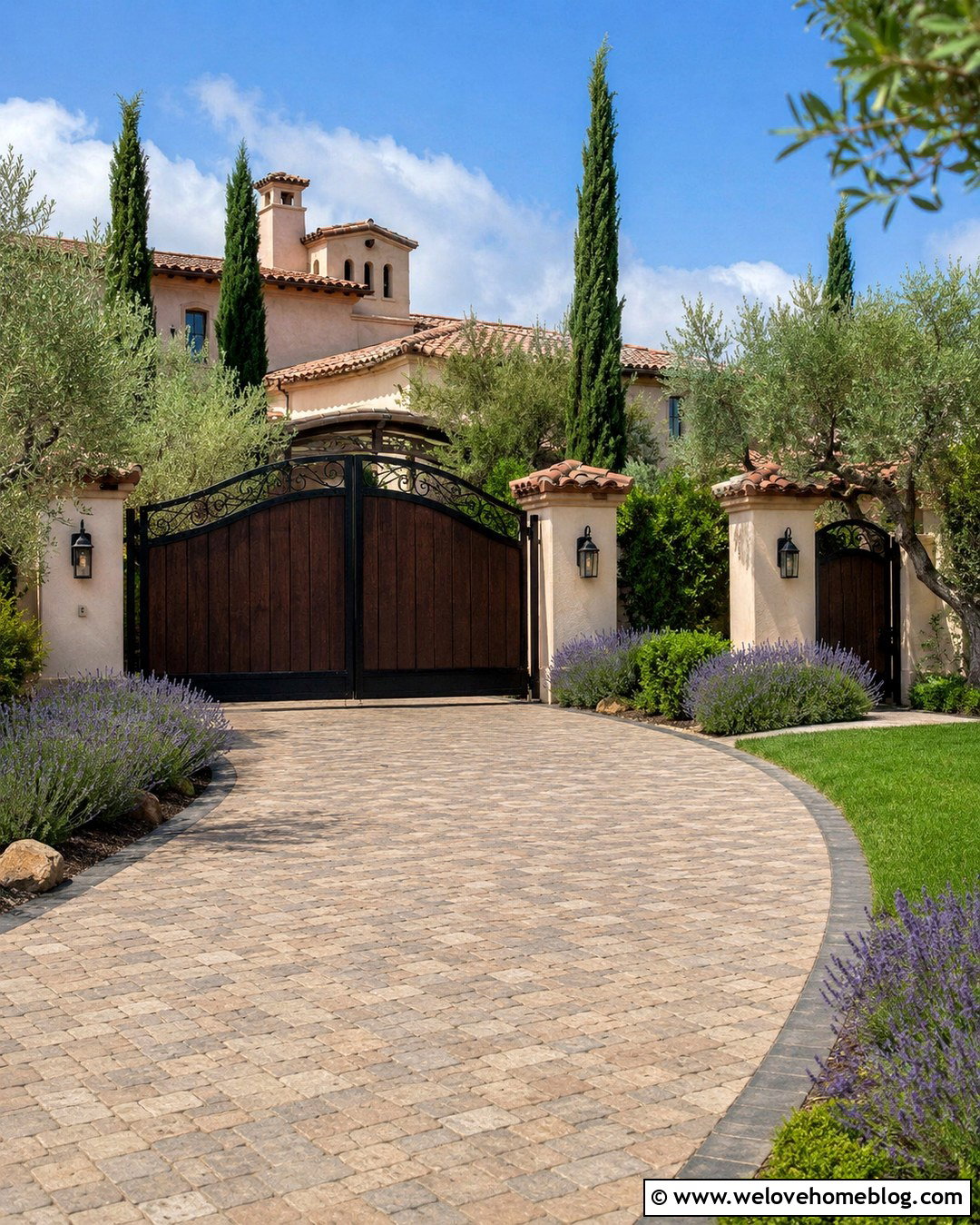 Mediterranean Wood And Iron Driveway Gate - 20 Driveway Gate For Homes Ideas