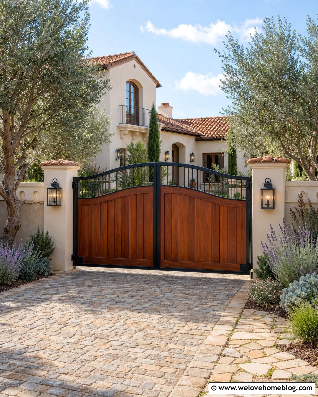 Mediterranean Wood Bi Fold Driveway Gate - 20 Wood Bi-Fold Driveway Gate Ideas