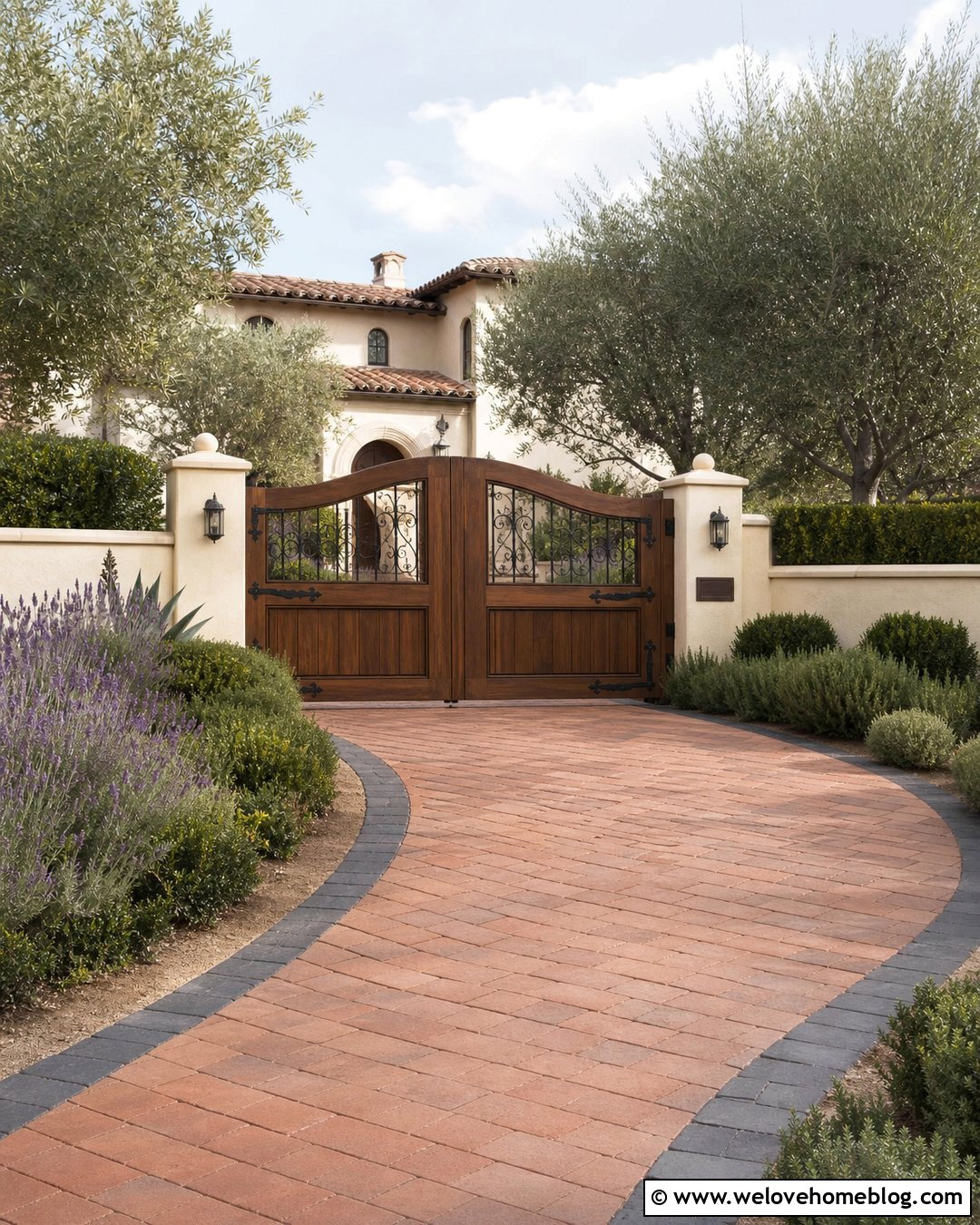 Mediterranean Wooden Driveway Gate With Iron - 35 Wooden Driveway Gates Ideas